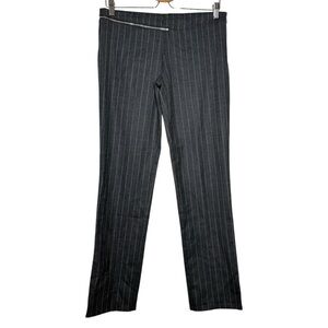 Miaou Gray Pinstripe Wool Blend Low Rise Zip Detail Maeve Pants - Small